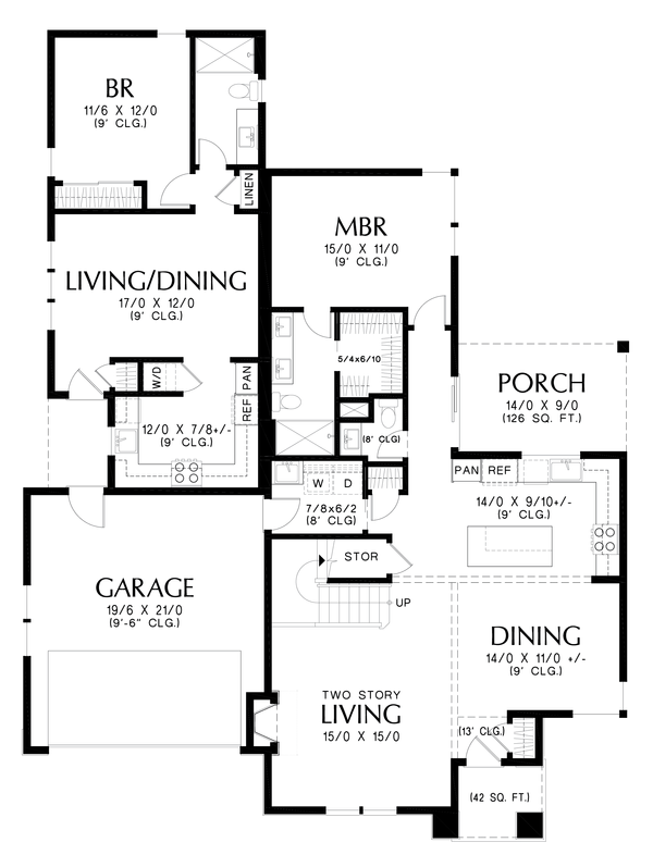 Contemporary Floor Plan - Main Floor Plan #48-1109