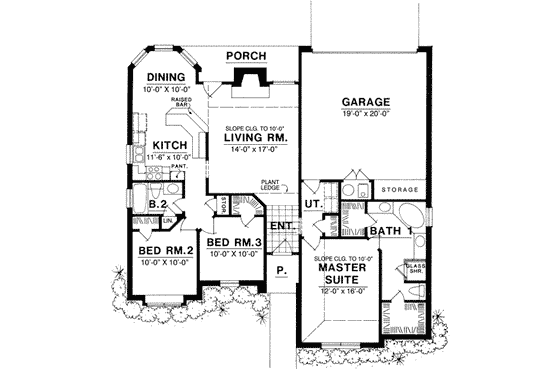 Floor Plan - Main Floor for Traditional House Plan #40-213 - 3 bed, 2 bath
