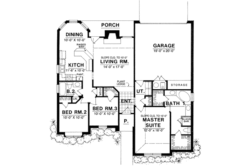 House Design - Floor Plan - Main Floor for Traditional House Plan #40-213 - 3 bed, 2 bath