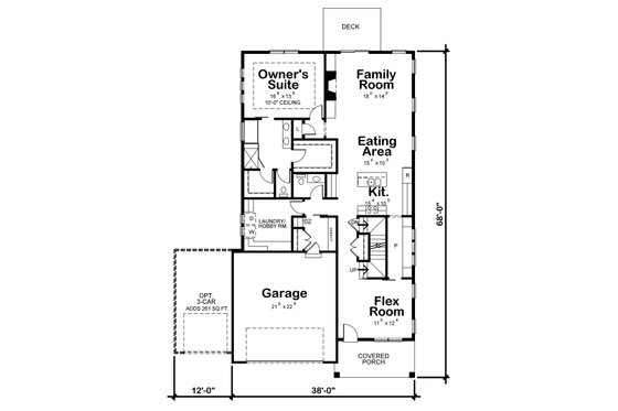 Floor Plan - Main Floor for Craftsman House Plan #20-2359 - 3 bed, 3 bath