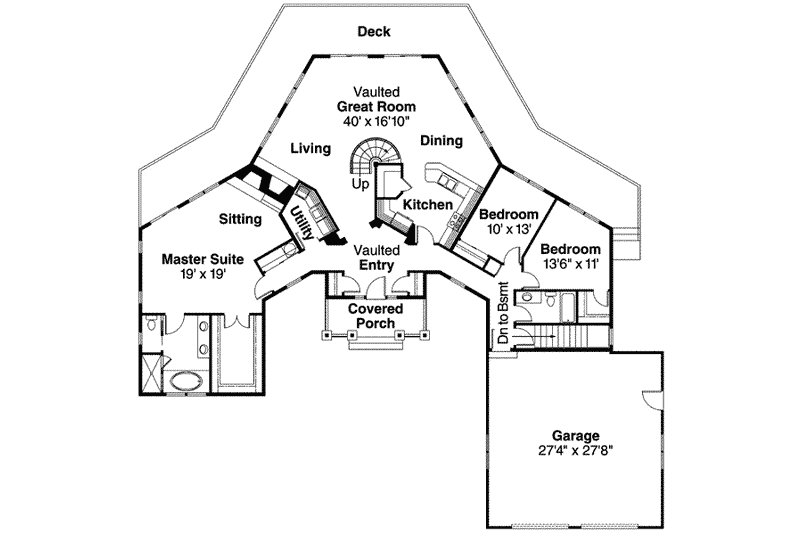Home Plan - Floor Plan - Main Floor for Craftsman House Plan #124-547 - 3 bed, 2 bath