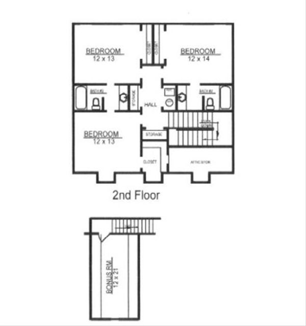Architectural House Design - European Floor Plan - Upper Floor Plan #14-255