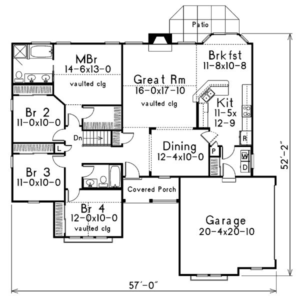 Traditional Floor Plan - Main Floor Plan #57-184