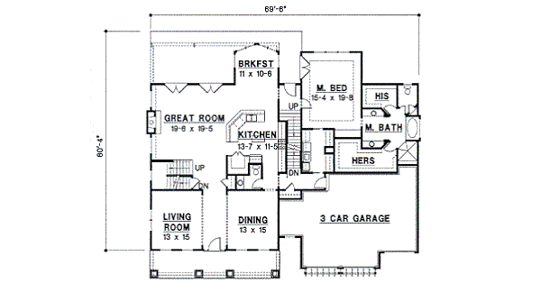 Bungalow Floor Plan - Main Floor Plan #67-286