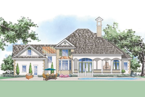 Exterior - Rear Elevation for Mediterranean House Plan #930-262 - 4 bed, 3.5 bath