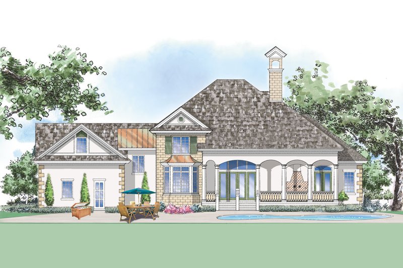 Home Plan - Exterior - Rear Elevation for Mediterranean House Plan #930-262 - 4 bed, 3.5 bath