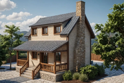 Cottage Style House Plan - 1 Beds 2 Baths 686 Sq/Ft Plan #542-19 