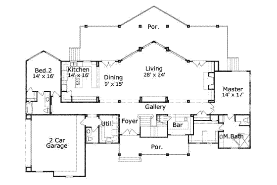 Floor Plan - Main Floor for Modern House Plan #411-131 - 3 bed, 3.5 bath