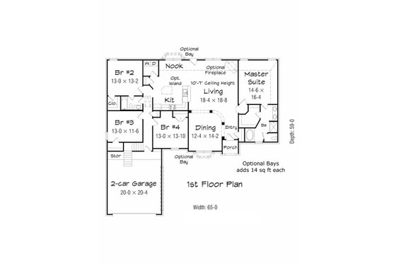 Floor Plan - Main Floor House Plan #329-349 - 4 bed, 2 bath