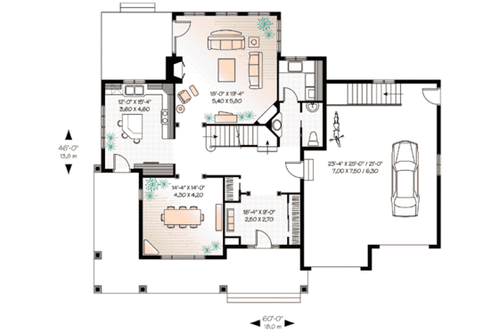 Floor Plan - Main Floor for Traditional House Plan #23-410 - 4 bed, 2.5 bath