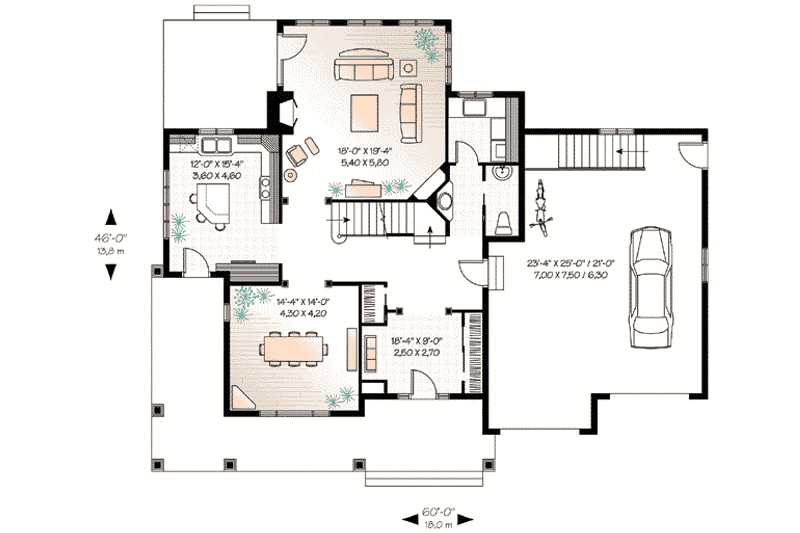 Home Plan - Floor Plan - Main Floor for Traditional House Plan #23-410 - 4 bed, 2.5 bath