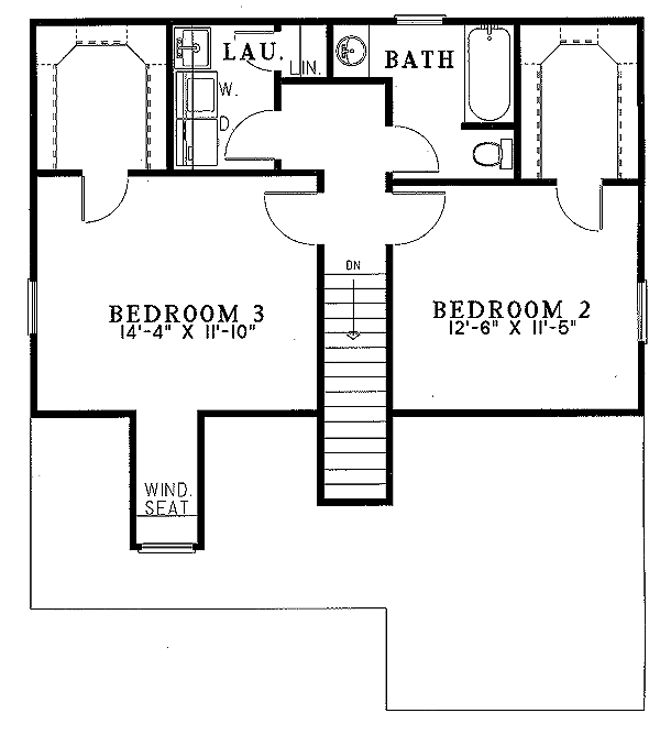 Traditional Floor Plan - Upper Floor Plan #17-2033