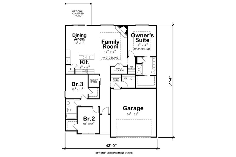 Architectural House Design - Floor Plan - Other Floor for Traditional House Plan #20-2350 - 3 bed, 2 bath