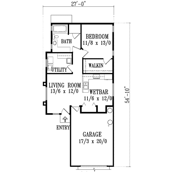 Adobe / Southwestern Floor Plan - Main Floor Plan #1-650