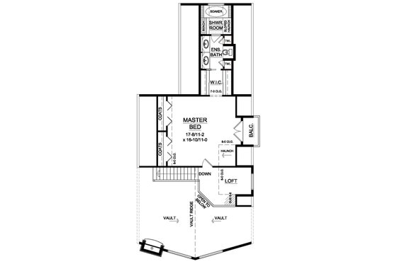 Floor Plan - Upper Floor for Cabin House Plan #126-191 - 3 bed, 2 bath