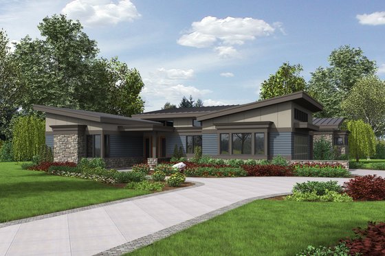 Exterior - Front Elevation 3 for Modern House Plan #48-497 - 3 bed, 2.5 bath
