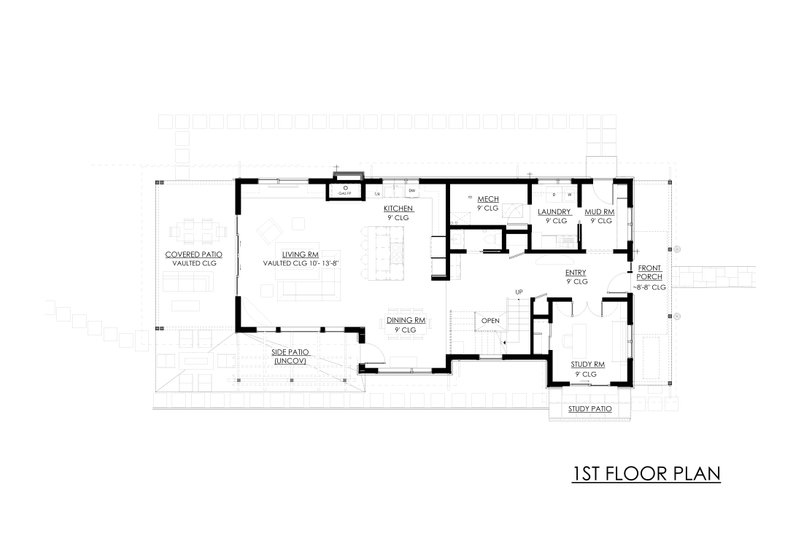 House Blueprint - Floor Plan - Main Floor for Farmhouse House Plan #1042-23 - 3 bed, 2.5 bath
