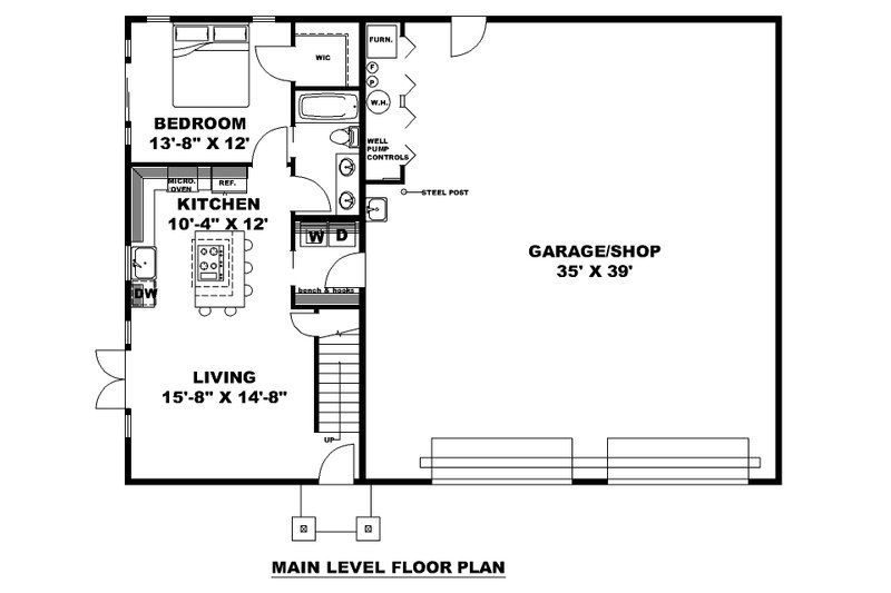 Architectural House Design - Floor Plan - Main Floor for Craftsman House Plan #117-984 - 1 bed, 1 bath