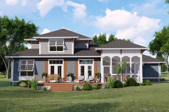 Exterior - Rear Elevation for Beach House Plan #1064-128 - 3 bed, 3 bath