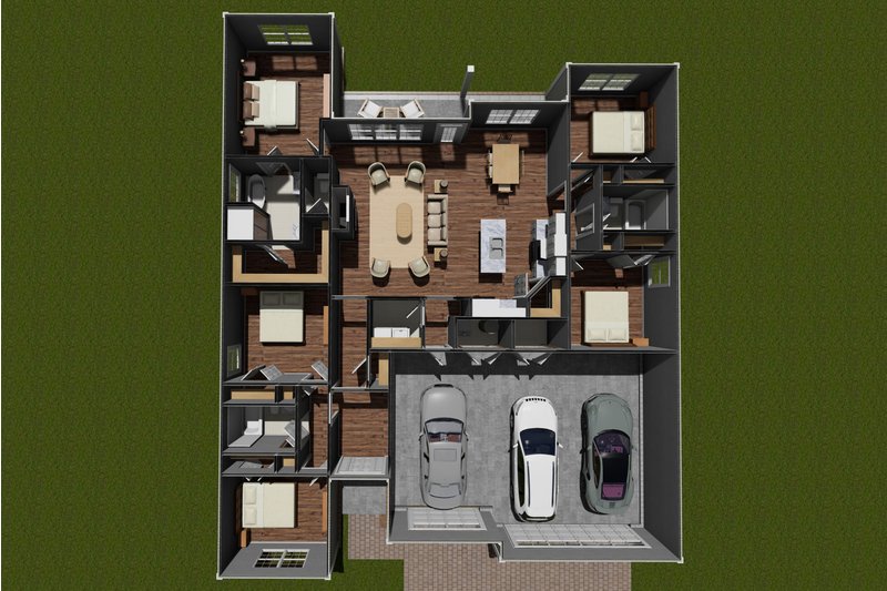 Home Plan - Floor Plan - Main Floor 1 for Cottage House Plan #513-2195 - 5 bed, 3 bath
