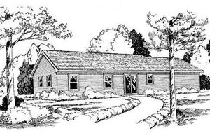 Exterior - Rear Elevation for Ranch House Plan #312-356 - 3 bed, 2 bath