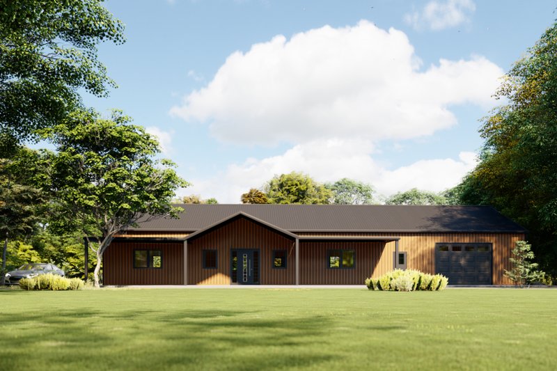 House Blueprint - Barndominium Exterior - Front Elevation Plan #1107-22