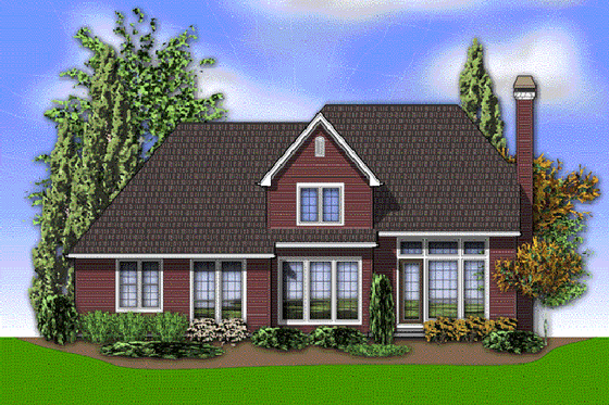 Exterior - Rear Elevation for European House Plan #48-535 - 4 bed, 2.5 bath