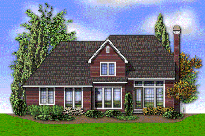 Home Plan - Exterior - Rear Elevation for European House Plan #48-535 - 4 bed, 2.5 bath