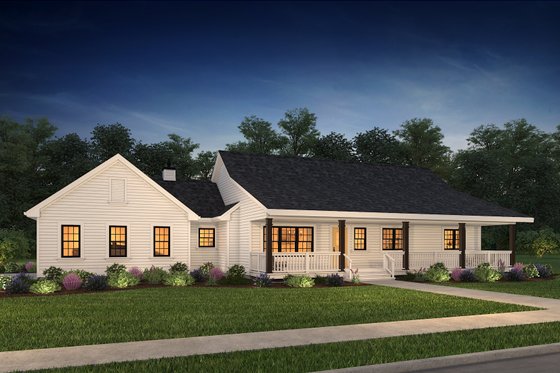 House Plan Design - Exterior - Front Elevation for Ranch House Plan #47-1023 - 3 bed, 2 bath