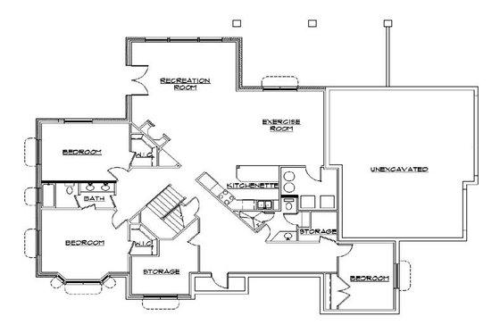 Floor Plan - Lower Floor for European House Plan #5-290 - 5 bed, 4 bath