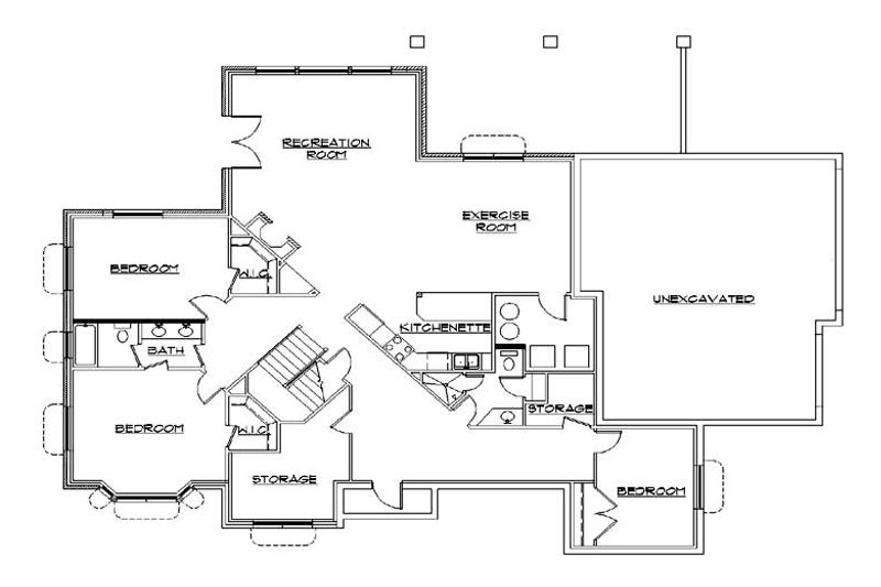 Architectural House Design - Floor Plan - Lower Floor for European House Plan #5-290 - 5 bed, 4 bath