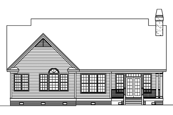 Exterior - Rear Elevation for Ranch House Plan #929-586 - 4 bed, 3 bath