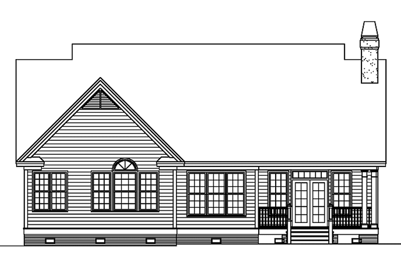 Home Plan - Exterior - Rear Elevation for Ranch House Plan #929-586 - 4 bed, 3 bath