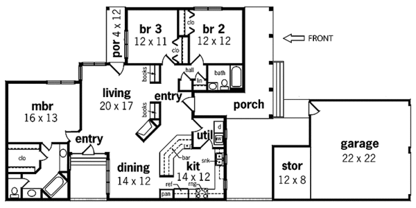 Home Plan - Traditional Floor Plan - Main Floor Plan #45-416