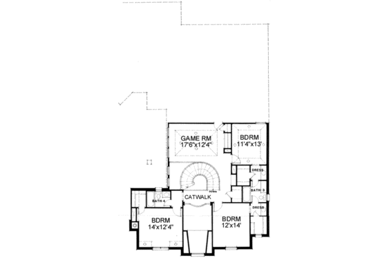 Floor Plan - Upper Floor for European House Plan #141-119 - 4 bed, 4.5 bath