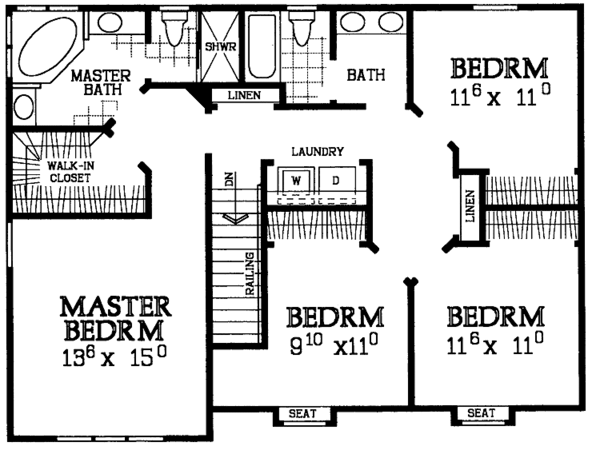 House Plan Design - Country Floor Plan - Upper Floor Plan #72-1108