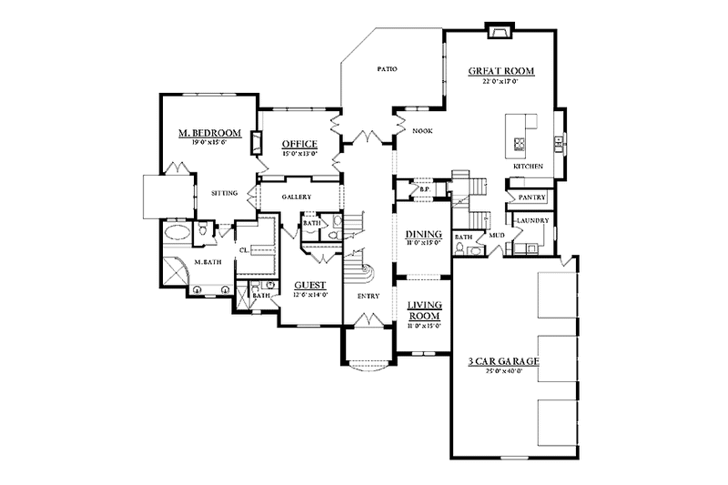 House Blueprint - Floor Plan - Main Floor for Country House Plan #937-13 - 3 bed, 4 bath