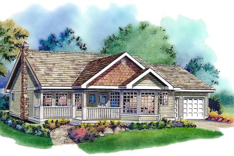 Country Style House Plan - 3 Beds 2 Baths 1368 Sq/Ft Plan #18-321
