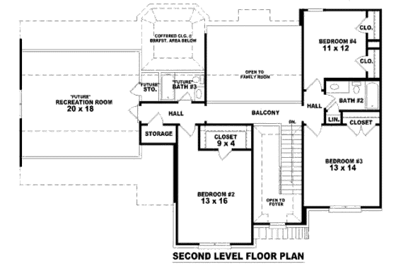 Floor Plan - Upper Floor for European House Plan #81-13729 - 4 bed, 2.5 bath