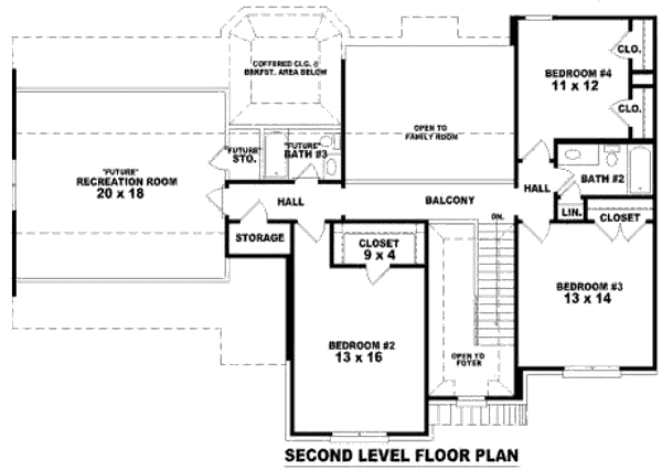 Floor Plan - Upper Floor for European House Plan #81-13729 - 4 bed, 2.5 bath