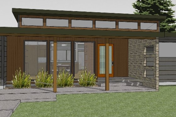 Exterior - Front Elevation 3 for Modern House Plan #519-2 - 3 bed, 2 bath