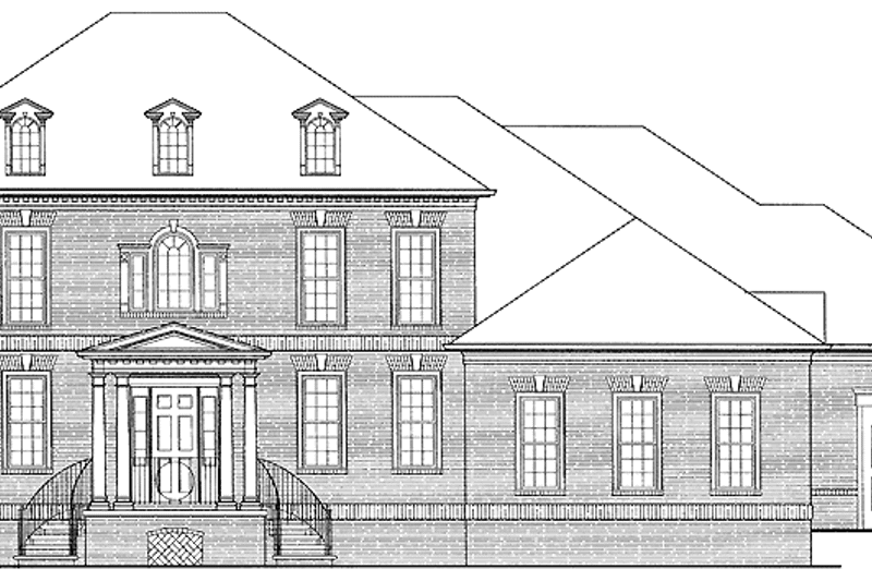 House Blueprint - Exterior - Front Elevation 3 for Classical House Plan #54-189 - 4 bed, 3.5 bath