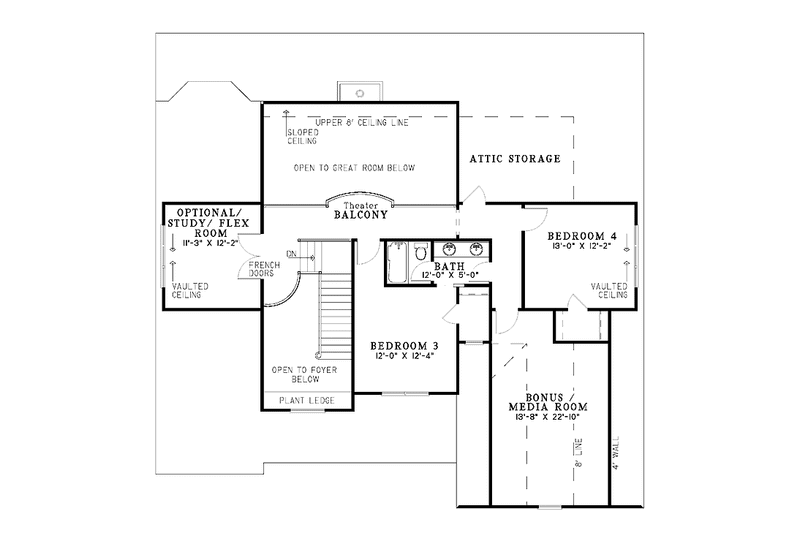 Home Plan - Floor Plan - Upper Floor for Traditional House Plan #17-2698 - 4 bed, 3 bath