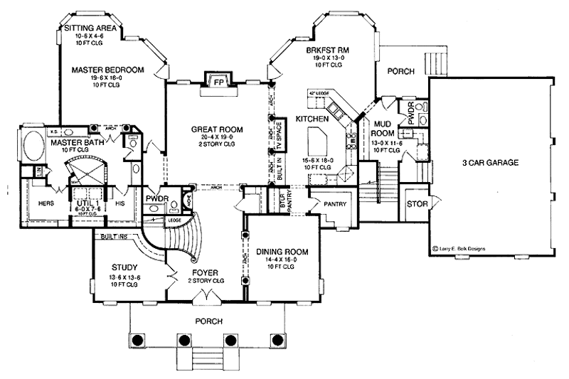 Architectural House Design - Floor Plan - Main Floor for Classical House Plan #952-252 - 4 bed, 3 bath