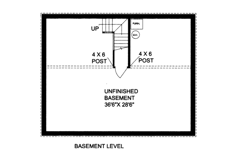House Blueprint - Floor Plan - Lower Floor for Log House Plan #117-594 - 2 bed, 2 bath