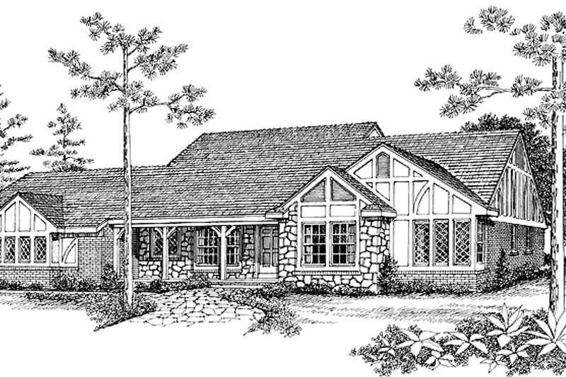 Home Plan - Tudor Exterior - Front Elevation Plan #72-960