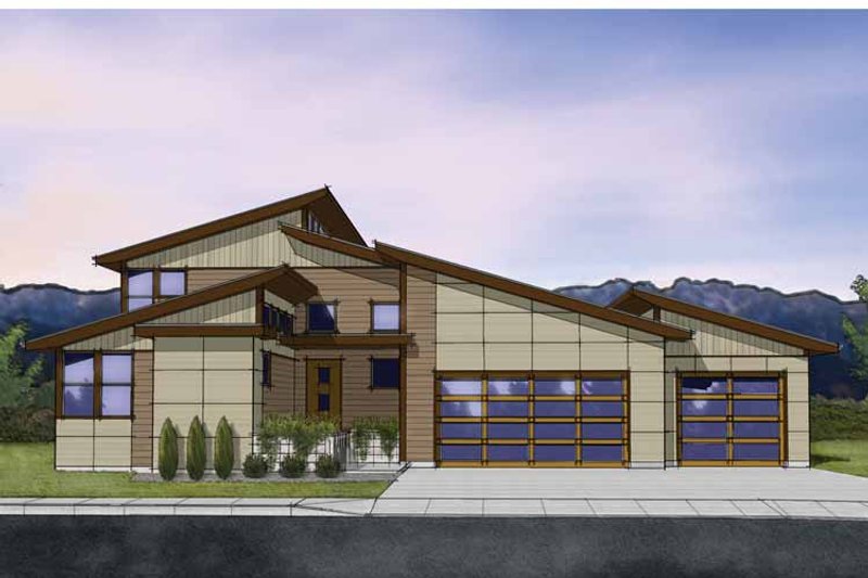 Home Plan - Exterior - Front Elevation 3 for Contemporary House Plan #569-29 - 3 bed, 3 bath
