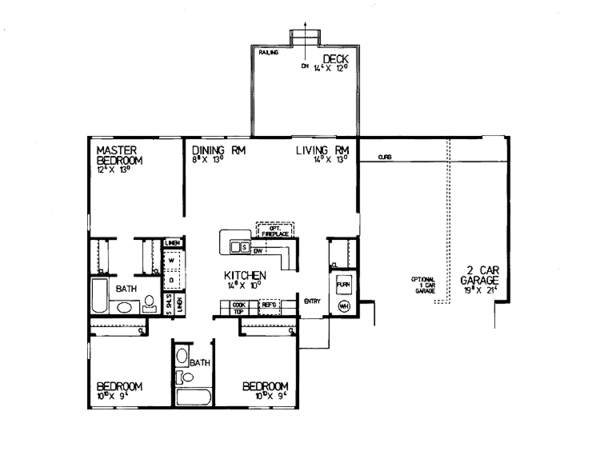 House Plan Design - Ranch Floor Plan - Main Floor Plan #72-1028