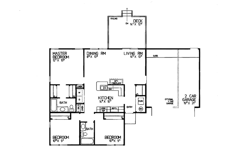 Home Plan - Floor Plan - Main Floor for Ranch House Plan #72-1028 - 3 bed, 2 bath