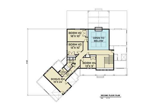 Floor Plan - Upper Floor for Contemporary House Plan #1070-81 - 4 bed, 2.5 bath